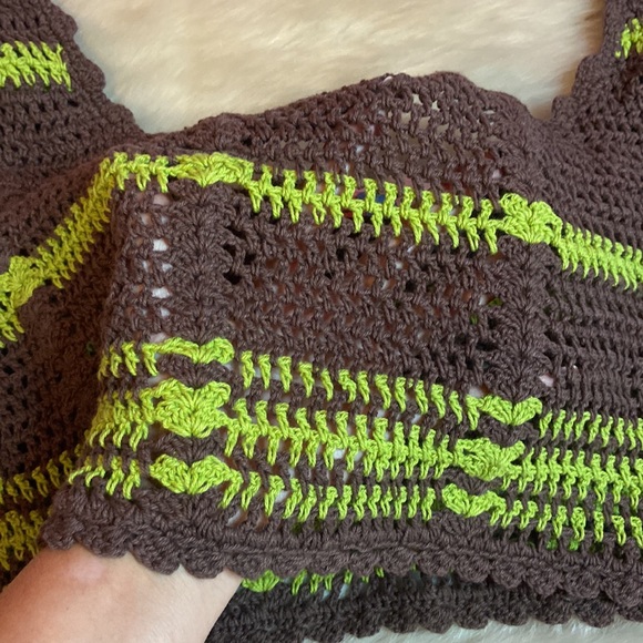 NWOT Free People Beach Donni Crochet Sweater Skirt Set Size L Color Brown/Green - Picture 11 of 16